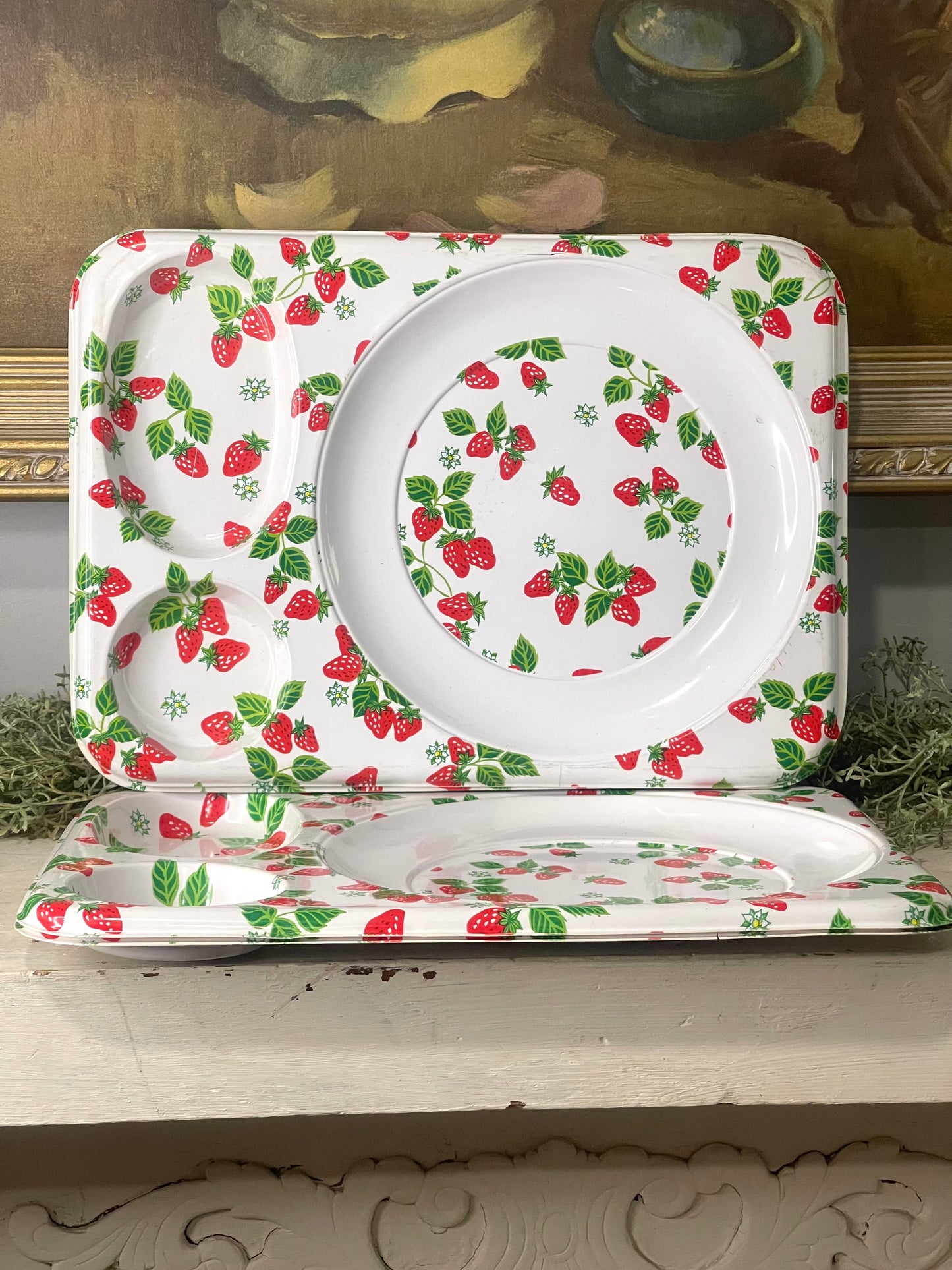 Vintage Strawberry Fields Lunch Dinner Food Trays