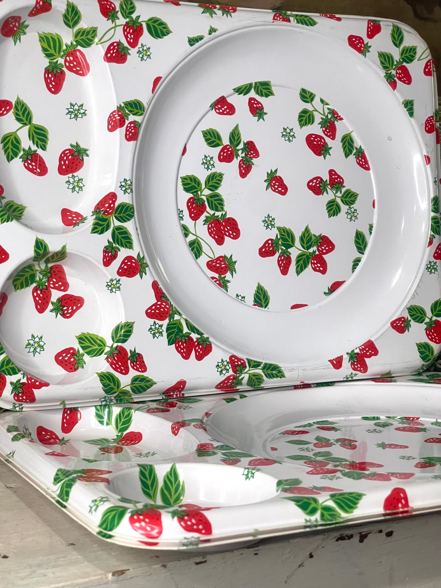Vintage Strawberry Fields Lunch Dinner Food Trays